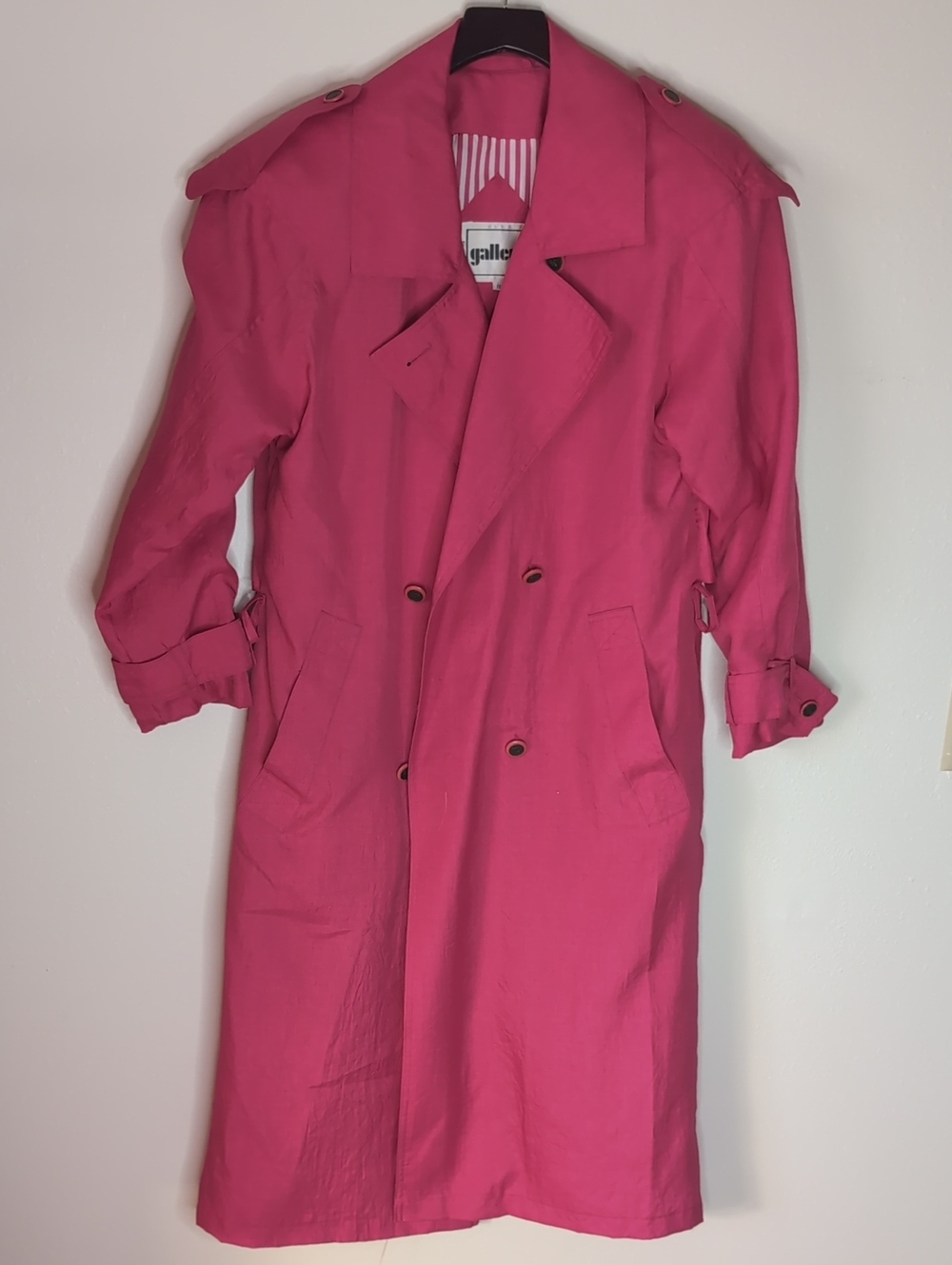 Vintage Hot Pink Double-Breasted Trench Coat